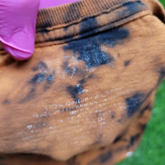 1/1 Custom AC/DC Bleach Dye T-Shirt Womens M/L Cropped Boxy Raw Hem Grunge - Picture 4 of 4